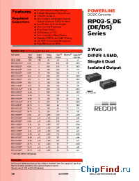 Datasheet RP03-1215DE manufacturer Recom
